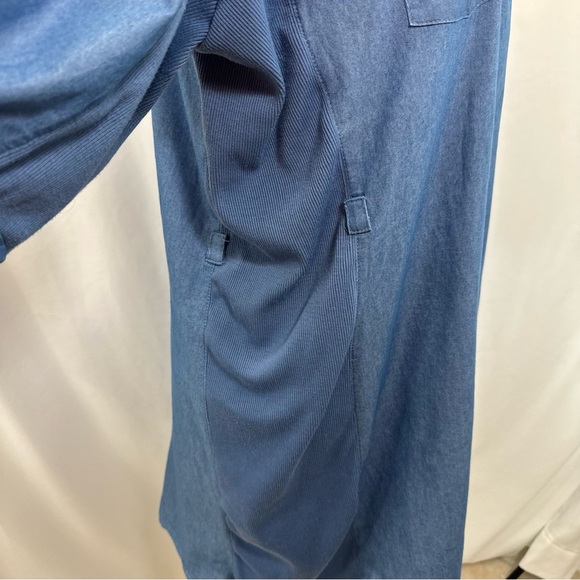 NY Collection Chambray Shirt Dress Women’s XL Roll-Tab Sleeve Cotton Stretch - Picture 5 of 8